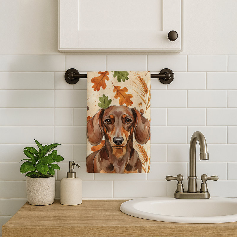 Serviette de cuisine tricolore Sheltie, Teckel chocolat et brun clair