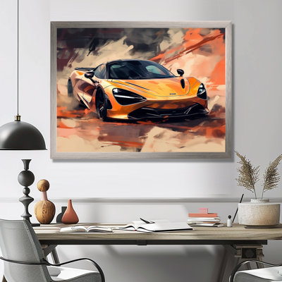 «Orange Exotic Car On Offroad I - Muscle Car», reproduction sur toile