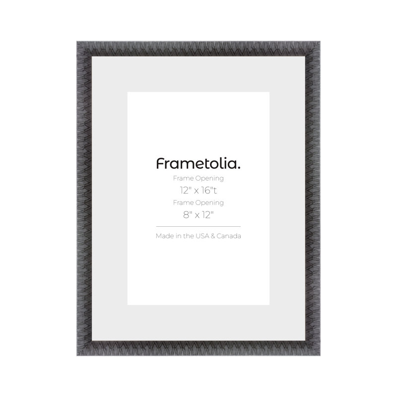  Cadre mural Frametolia Art Deco - largeur 1-1 / 8 po - passe-partout étroit, Noir, 12 po x 16 po