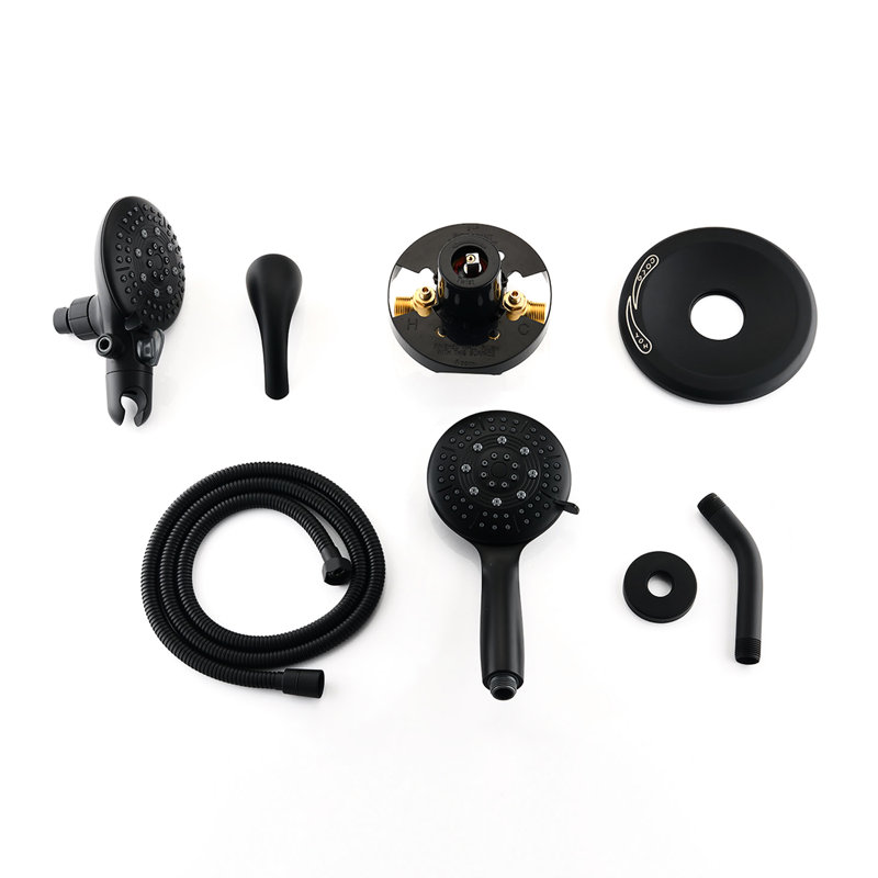 Classic Matte Black Brass Shower Head With Handheld - 6 Spray Patterns, 1.8 Gpm Flow, Wall Mounted, Adjustable Water 59" Hose, Rain Massage, Saving Modes Patterns And Black, Brass, Hygiene Focused