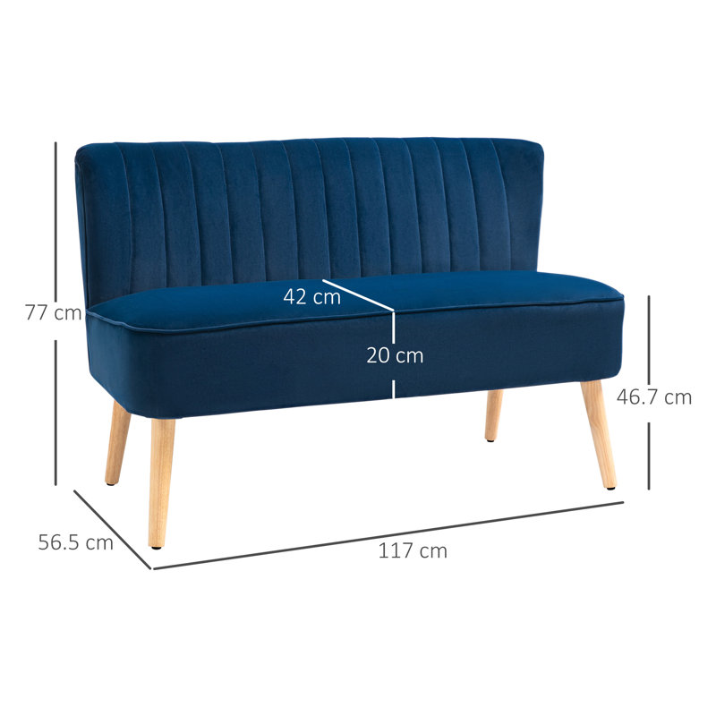 Maxen 2 Seater Loveseat, Blue, Polyester