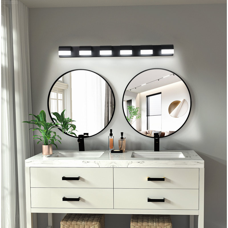 6-Light Contemporary LED Vanity Light with 6000K Daylight Brightness Matte Black, Matte Black, 6, Metal