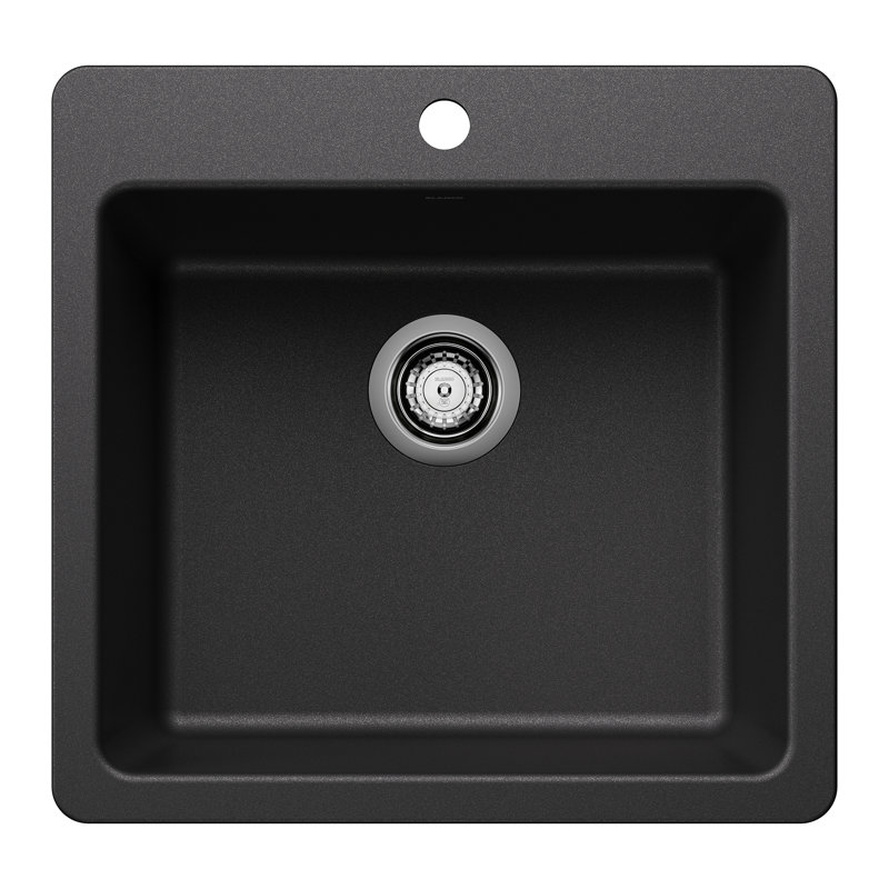 Liven SILGRANIT 21" L x 20.5" W Single Basin Drop-In/Undermount Kitchen Sink, Anthracite
