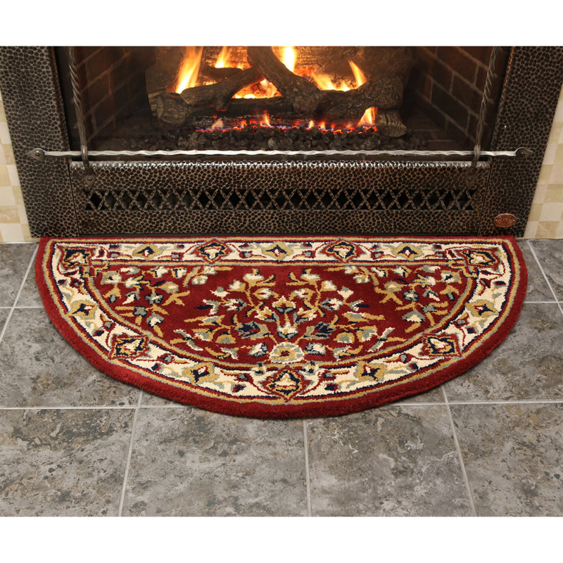 Tapis oriental en laine fait à la main Hearth, Demi-cercle 1 pi 8 po x 3 pi 8 po