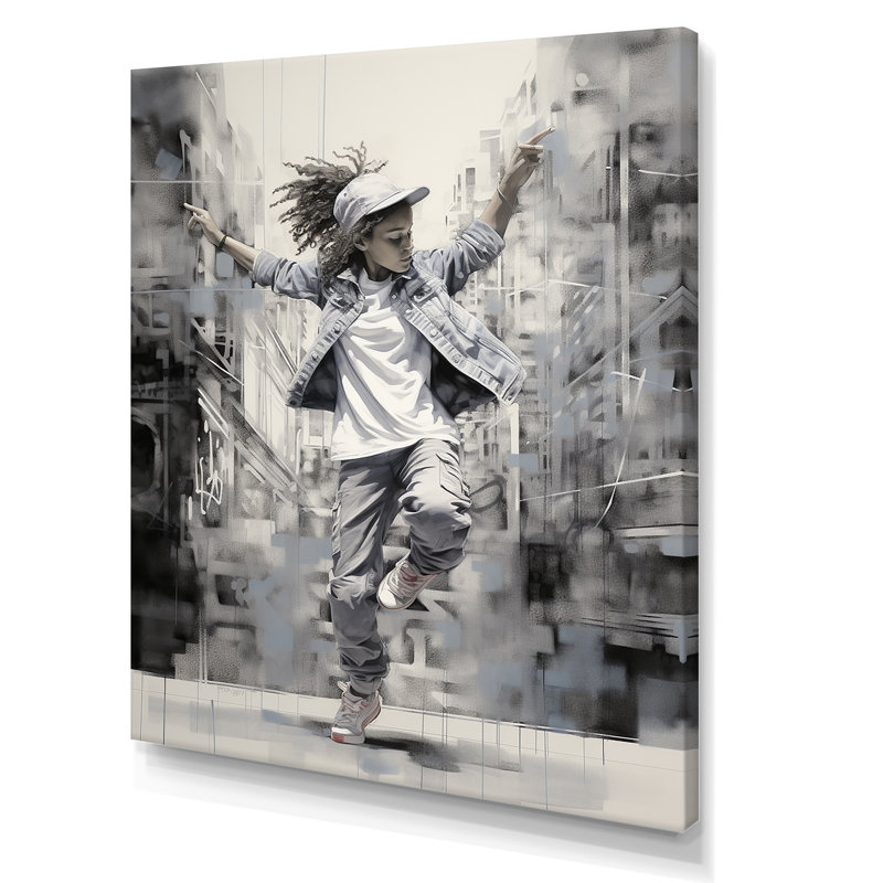 Noir et blanc Hip Hop Dance IV sur toile, Toile tendue, H 32 po x l 16 po