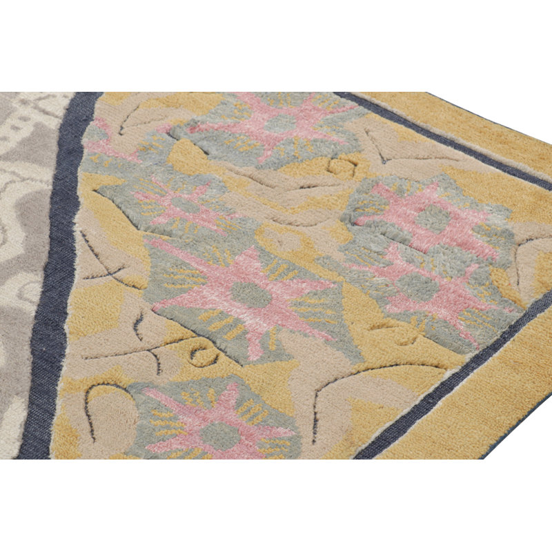 Art Deco Hand Knotted Wool Geometric Area Rug, Rectangle 10' x 14'