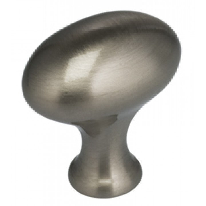 Oval Knob, Satin Nickel, 1.375" H x 1.375" W x 1.5" D