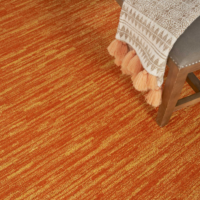 Mullican Sandy Solid Sunburst Orange Easy Care Indoor/Outdoor Area Rug