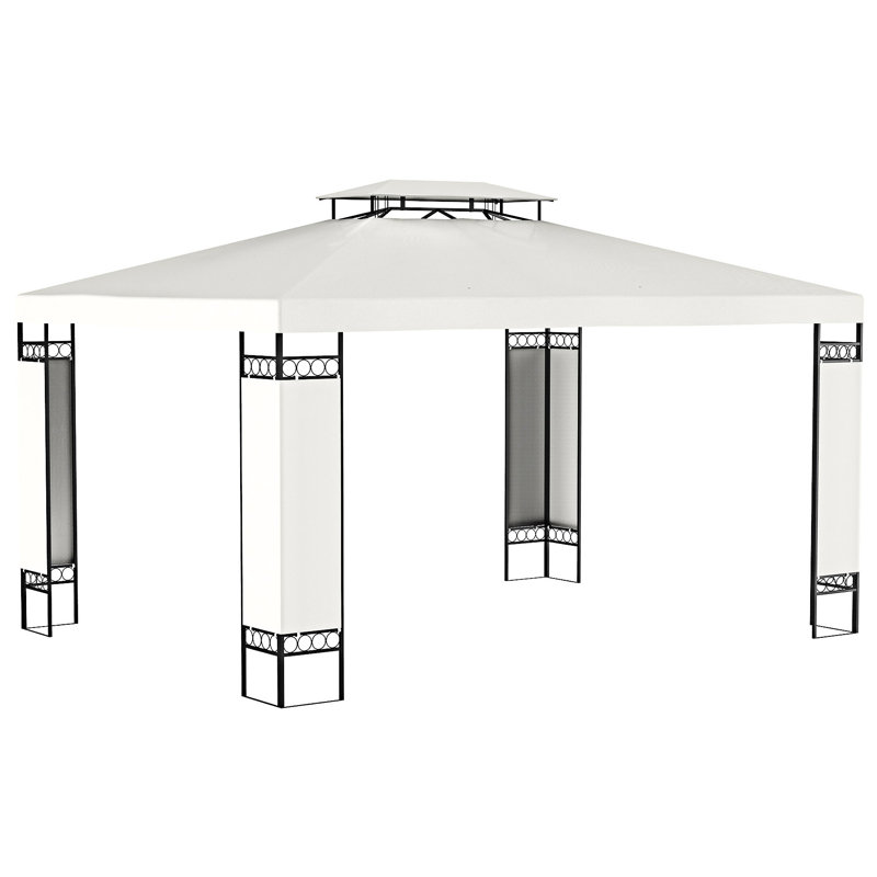 Abri de jardin à double toit, Blanc, crème