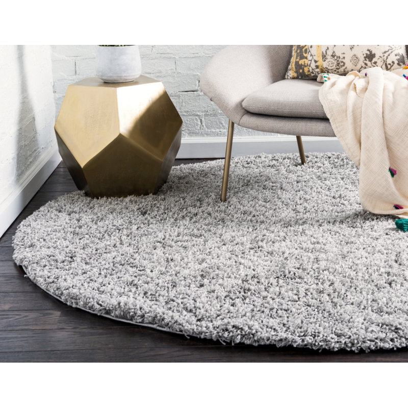 Tapis Santosha à poils longs, Rond 7 pi 10 po, Taupe