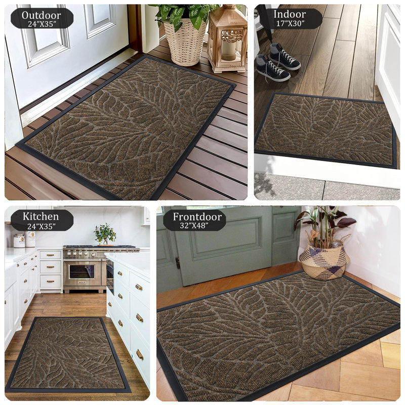 Personalizable Non-Slip Floral Outdoor Doormat, Brown, 81.3cm W x 121.9cm L