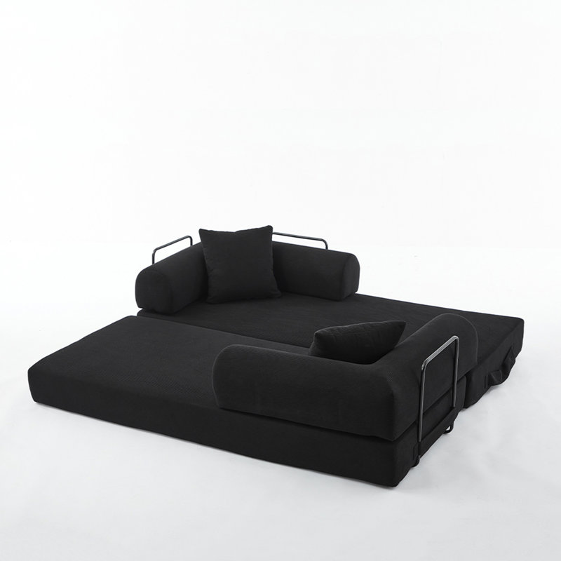 Canapé-lit pliant avec 2 coussins, Black