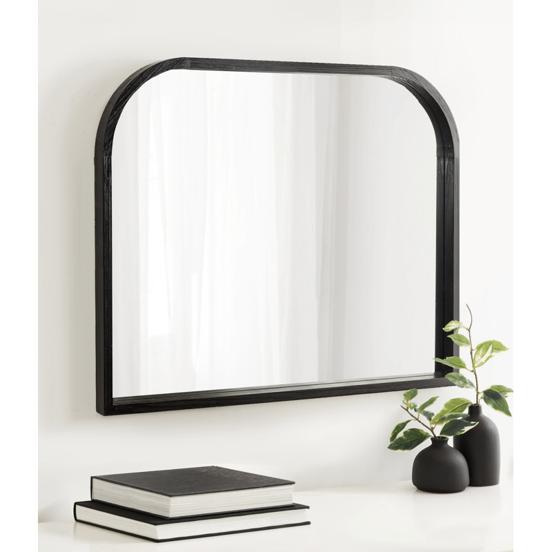 Wooden Arched Bathroom Mirror, Black