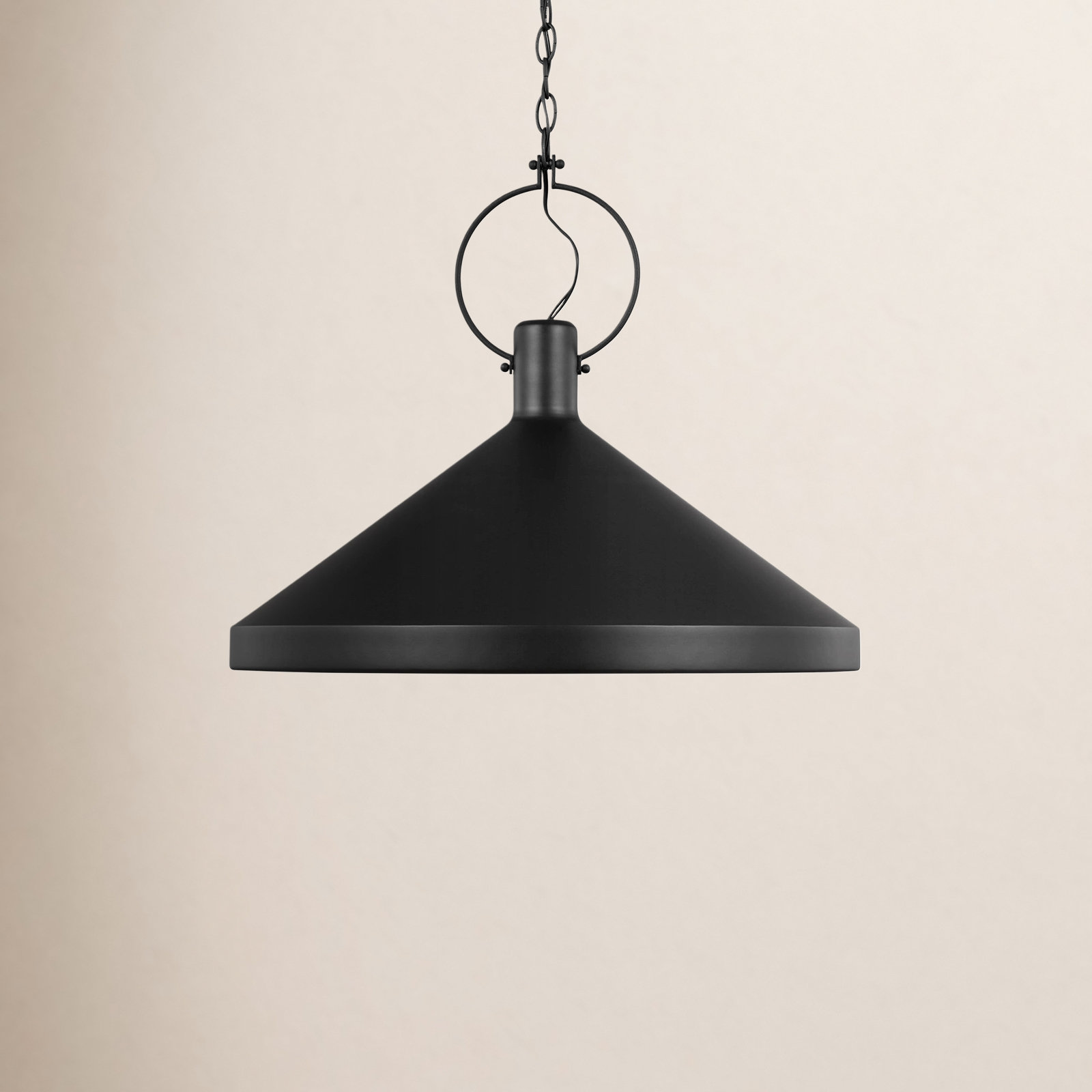 Single Light Metal Dimmable Pendant, Black, 19.75" H x 24" W x 24" D