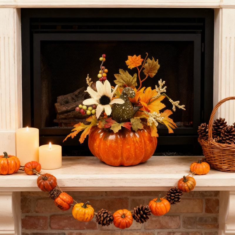 Décoration de citrouille artificielle 1PC, citrouille de texture réaliste sans plis, convient à l'Action de grâce, décoration de centre de table d'automne, décoration d'Halloween pour la maison