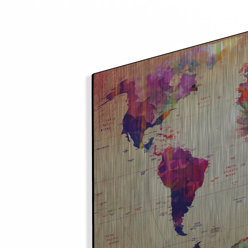 "Carte du monde rétro" par Mark Ashkenazi, H 16 po x l 24 po