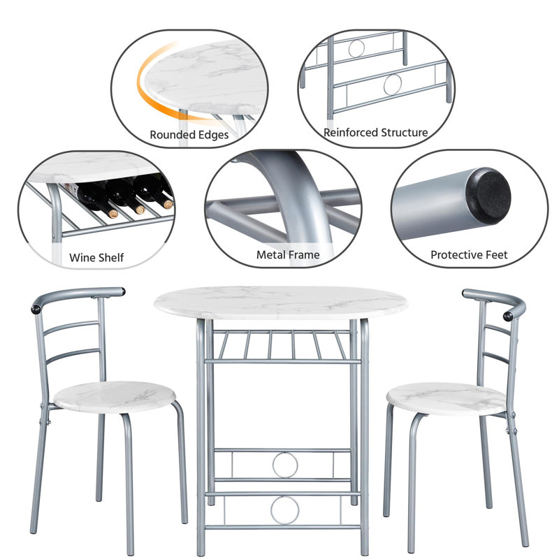 Adhithya 2 - Person Dining Set, White