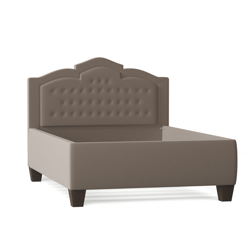 Sheila Upholstered Bed, Queen, Bella Black Performance Velvet, Brown Mahogany
