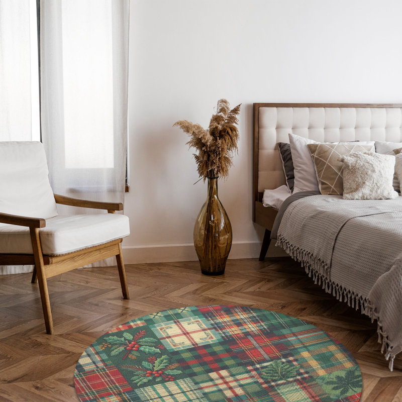 Timeless Tartan Patterns Braided Rug, Round 5'
