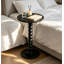 Table d'appoint à piédestal rond noir, table d'appoint haute, table de boissons de style campagne moderne pour le hall d'entrée de la chambre à coucher