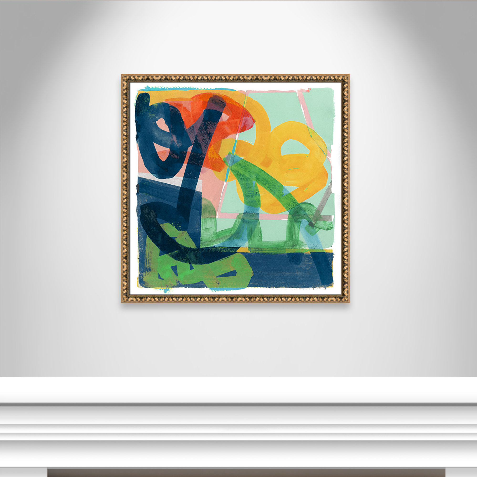 Link by Cartissi - Picture Frame Painting, 33" H x 33" W x 1.13" D, Gold Bead Framed