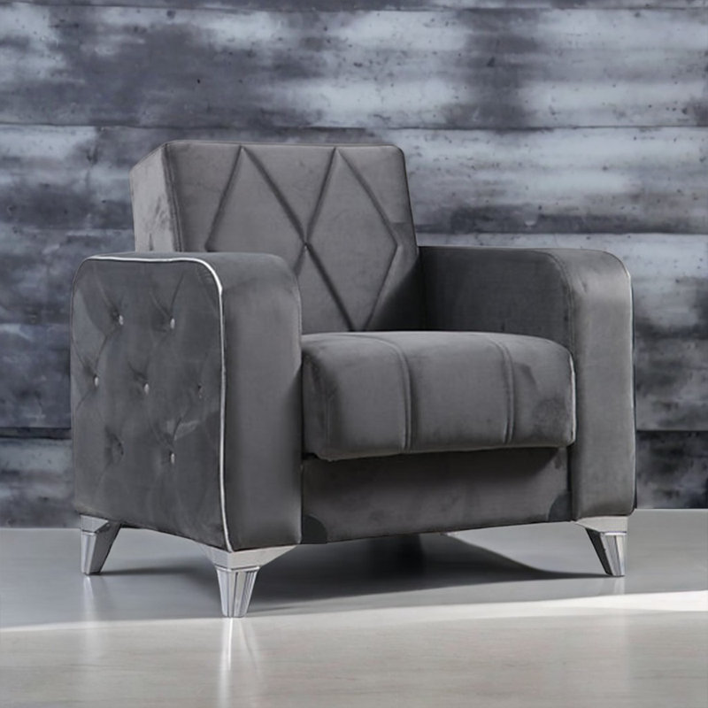 Fauteuil Efes, Velours gris velours