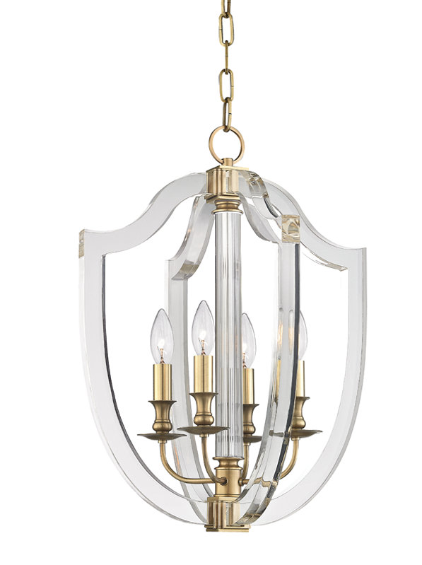 Arietta 4 - Light Chandelier, Aged Brass, 22" H X 16.5" W X 16.5" D