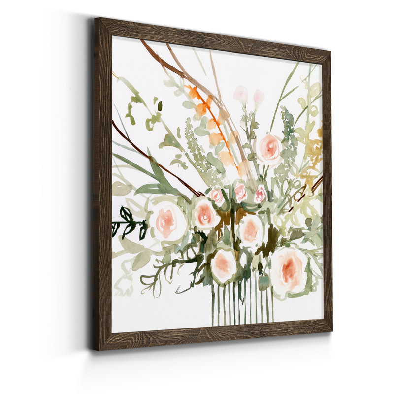 Fleurs de foraged II-imprimé, H 27,5 po x l 27,5 po x P 1,5 po, Toile avec cadre en noyer