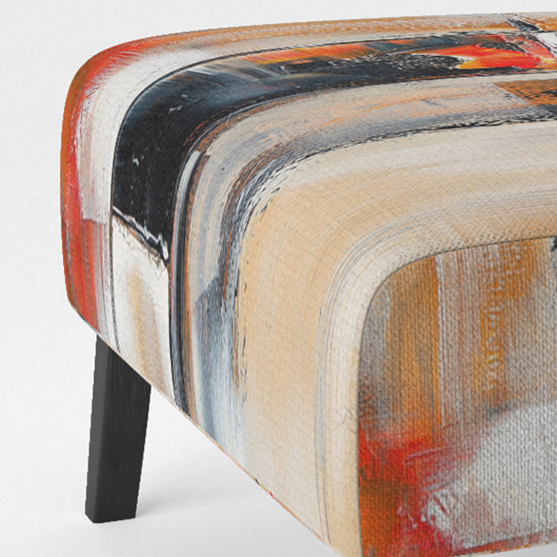 Brechta Vibrant Curve Design II - Velvet Upholstered Modern Slipper Chair, Orange/Black/Yellow