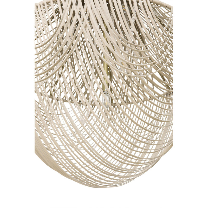 Large Leather Fringe Chandelier, Cream