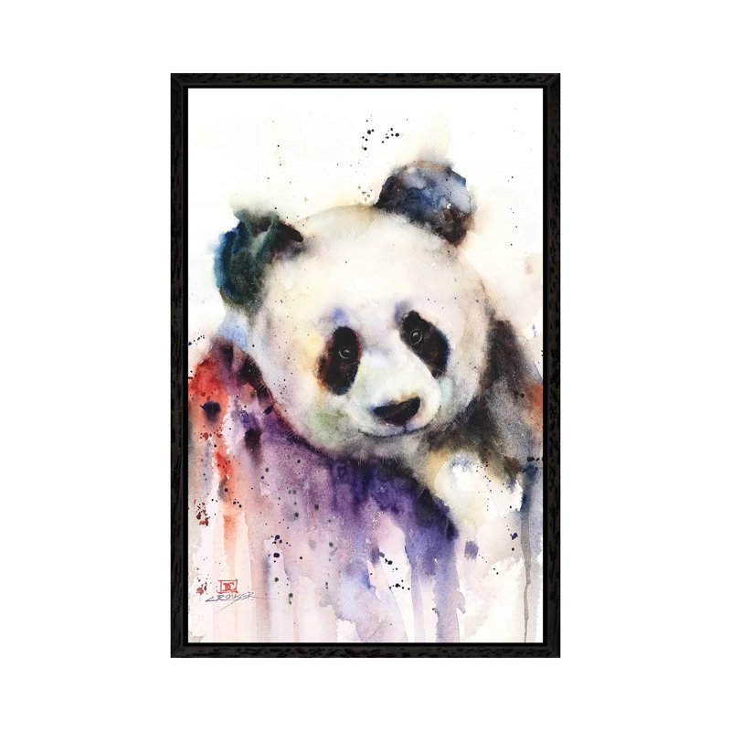 Panda 1 Piece Painting on Canvas, 101.6 cm H x 66.04 cm W, Black Framed