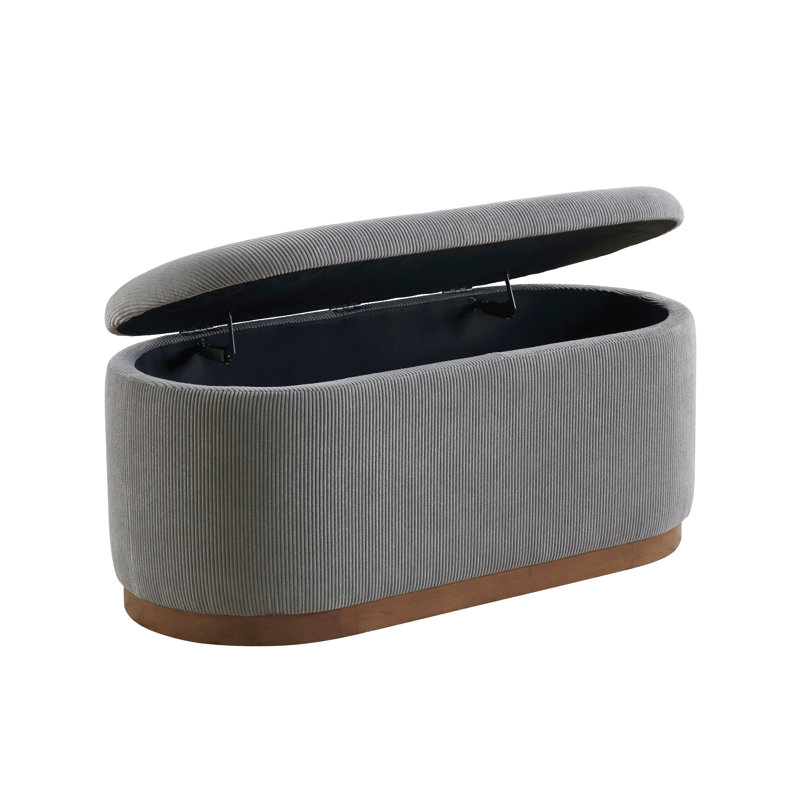 Banc de rangement à plateau relevable Mid-Century avec siège rembourré en mousse - Revêtement en velours côtelé gris, capacité de poids de 300 lb, aucun assemblage requis