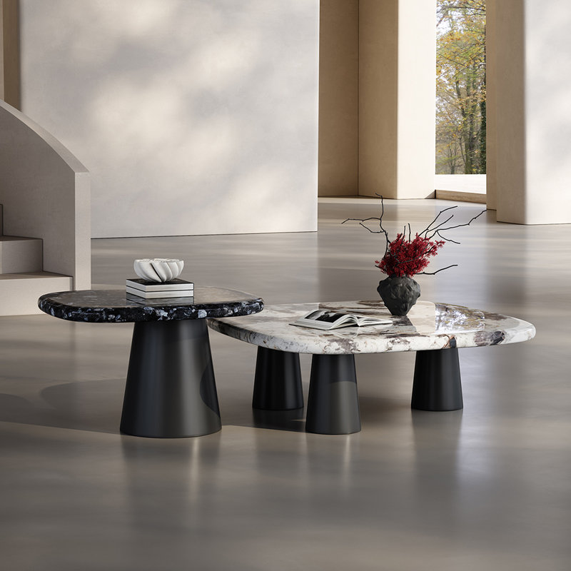 Ensemble de tables basses en marbre italien minimaliste