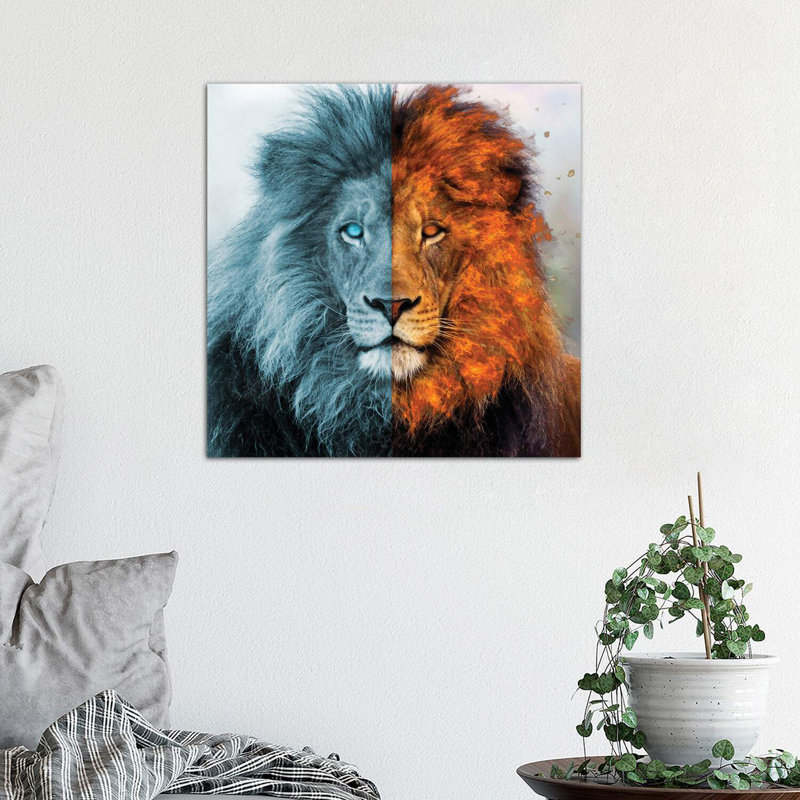 «Aslan» par Paul Haag - impression d'art graphique, H 18 po x l 18 po x 1,5 po, Toile tendue