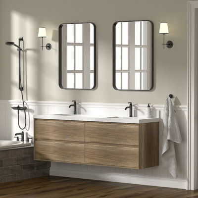Meuble-lavabo double 72 po avec lavabo mural