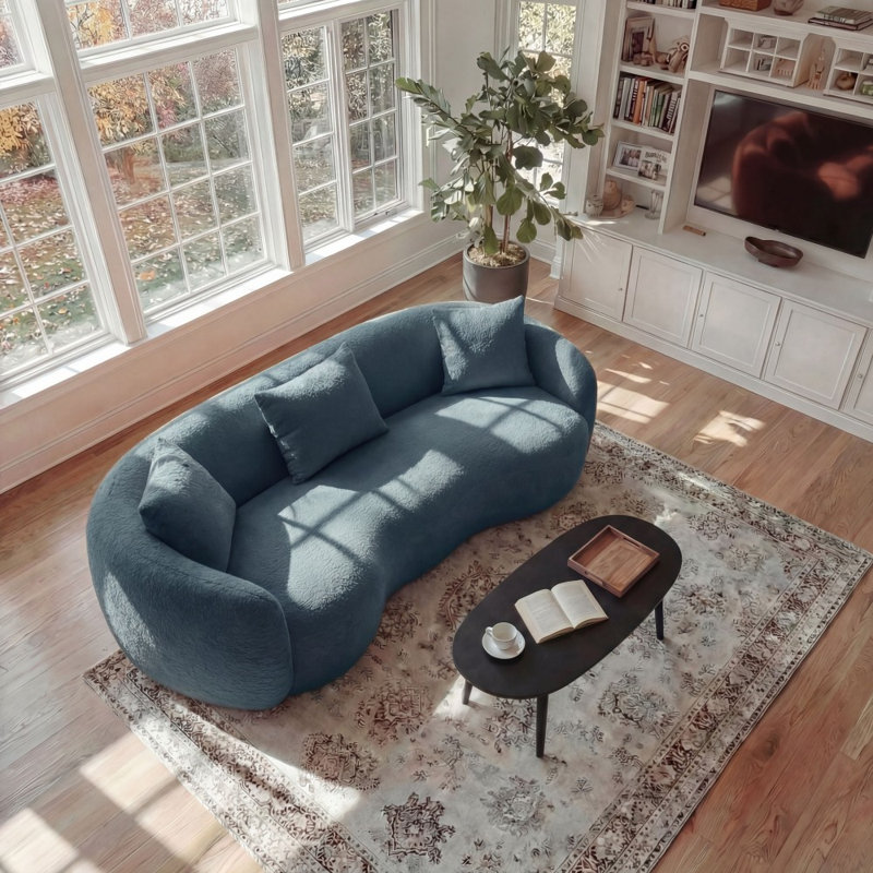 Canapé 93,5 po Mid-Century Curcle, Bleu