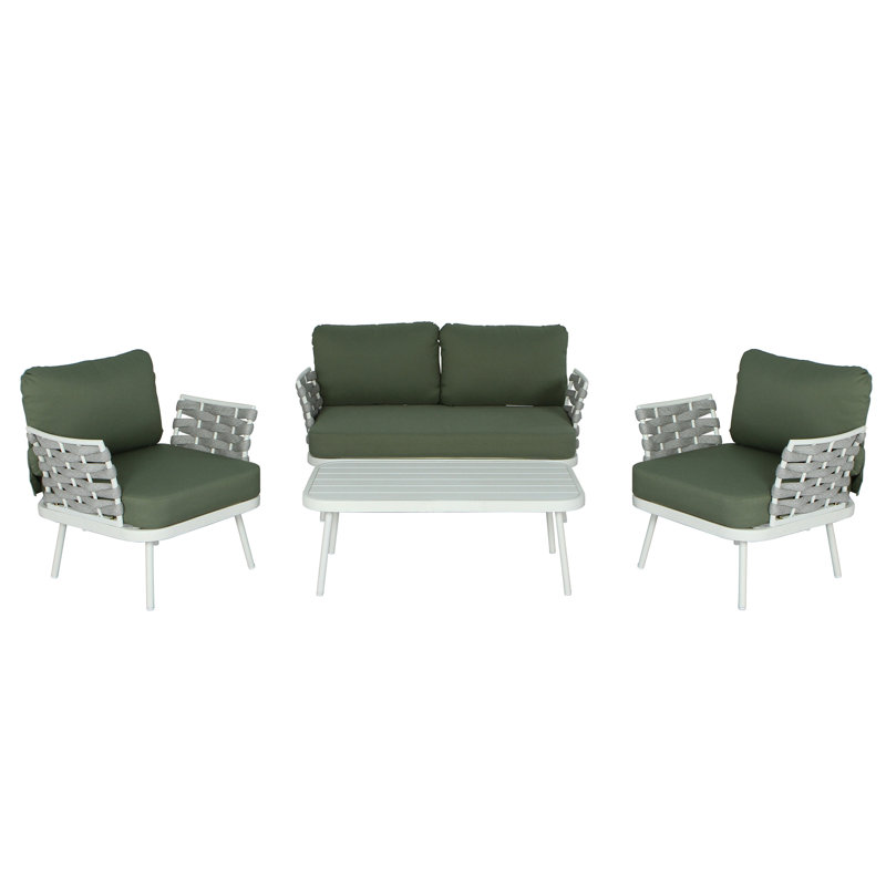 Ensemble de 4 pièces en acier Mariano, Blanc, Vert