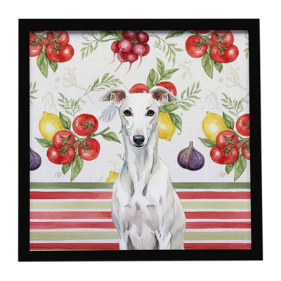 White Greyhound Vegetables Framed Metal Print