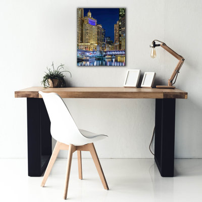 «Chicago River At Night» par Epic Portfolio, art mural sur toile