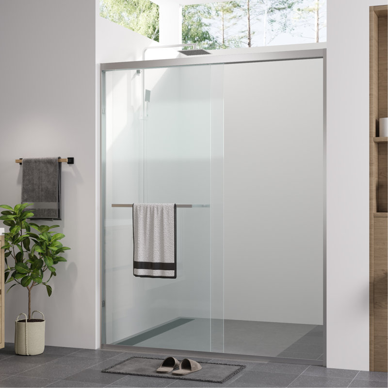 - Finished 56 60" Adjustable Width Double Sliding Shower Enclosure With 1/4" (6mm) Tempered Glass, Waterproof And For Bathroom Clear Glass Door Hardware, Design