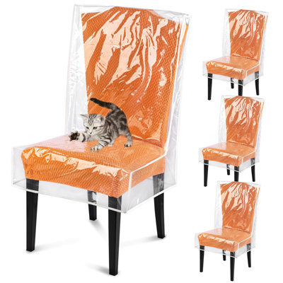 Dining Chair Covers, Waterproof Chair Covers - 4 Pack Clear Plastic Seat Chair Protector For Kitchen Keep Your Chair Away From Water Dust Stain And Pet Claws (4)
