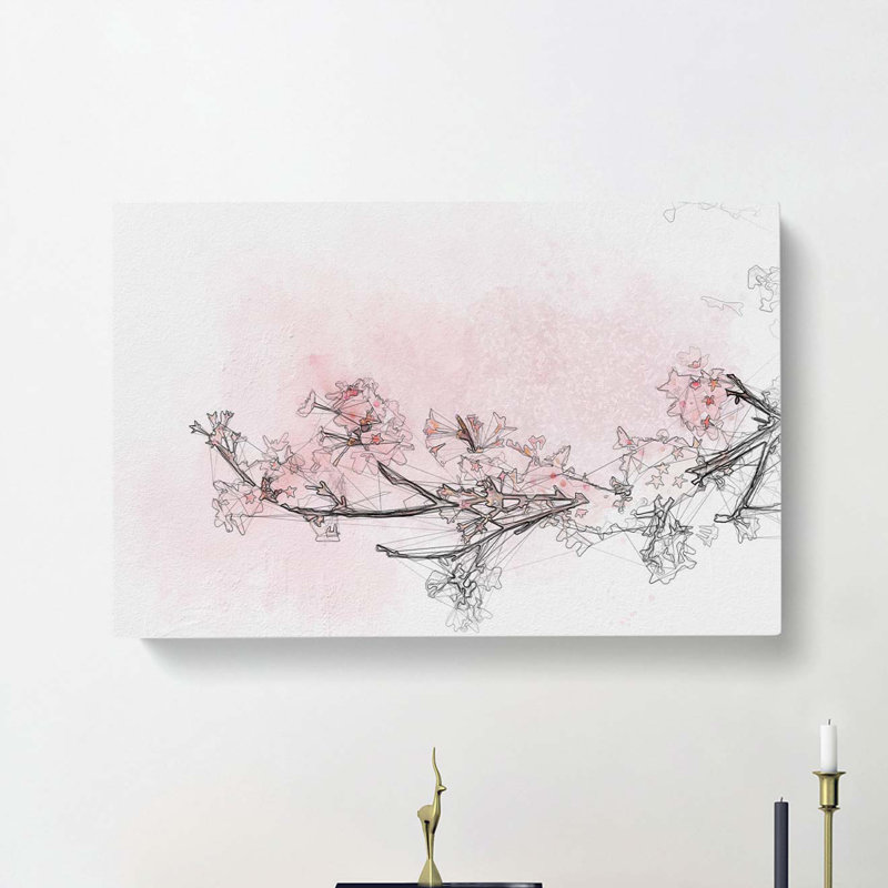 Pink Cherry Blossom in Abstract - Wrapped Canvas, 60cm H x 91cm W x 3cm D