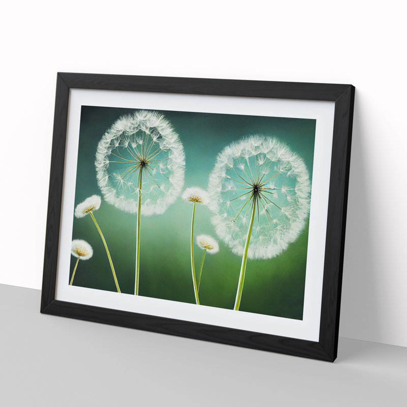 Dreamlike Dandelion Flowers - Single Picture Frame Print, Black, 46cm H x 64cm W