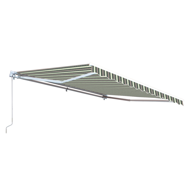 Retractable Patio Awning - White Frame, Gray/White, 13' W x 10' D