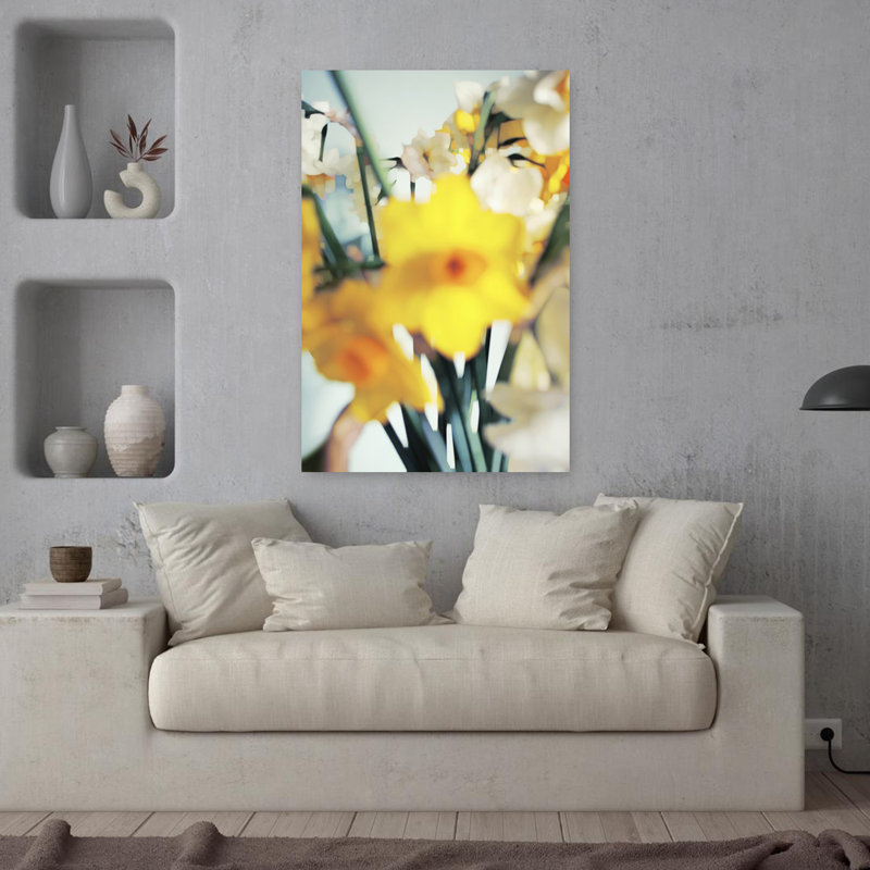 Art contemporain avec art floral, H 36 po x l 24 po