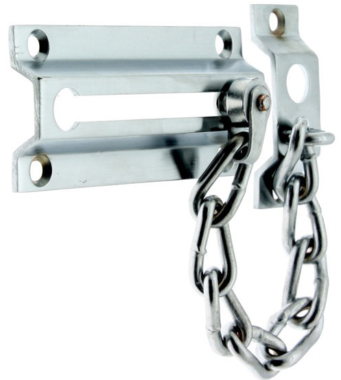 Solid Brass Chain Door Guard, Satin Chrome