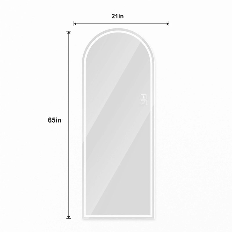 65" X 21" Arch Design LED Full Length Mirror ,Dimmable, High Definition & Explosion-Proof, Full-Length Standing Or Wall-Mounted