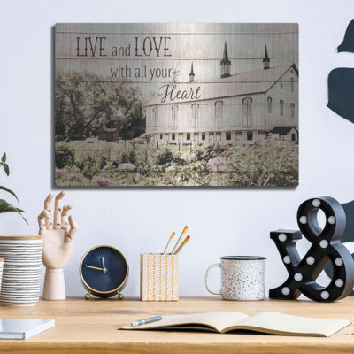 «Live and Love Barn» par Lori Deiter, Ophelia & Co., art mural en métal, 24 po x 16 po