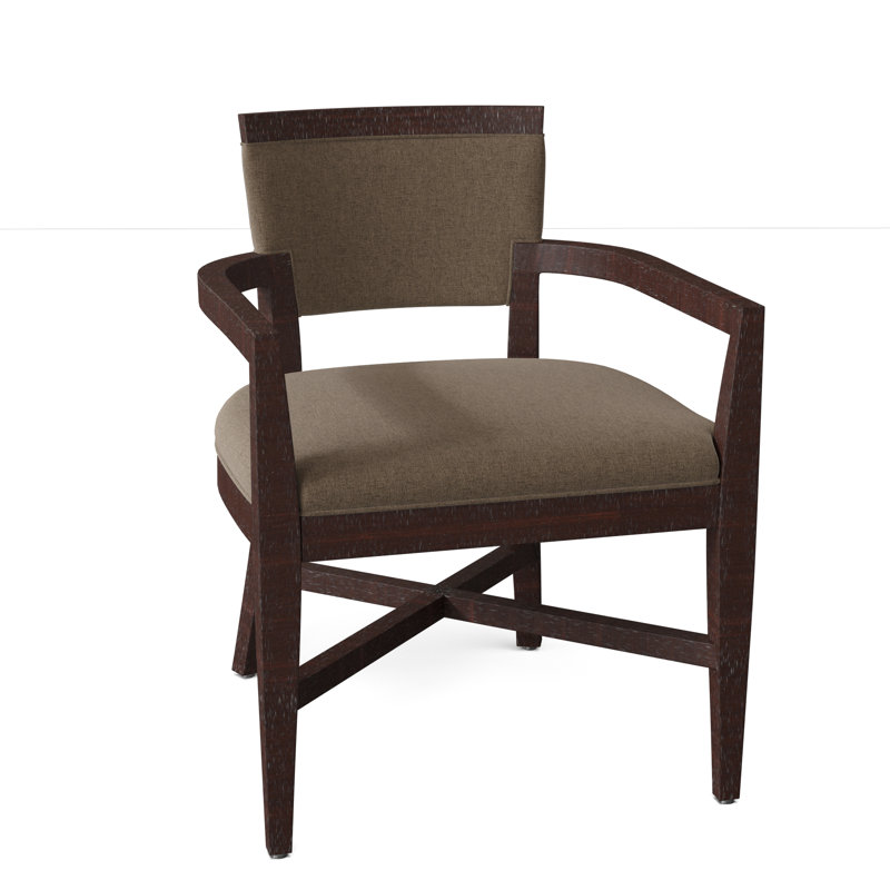 Keller Upholstered King Louis Back Arm Chair, 8789 Bark, Espresso