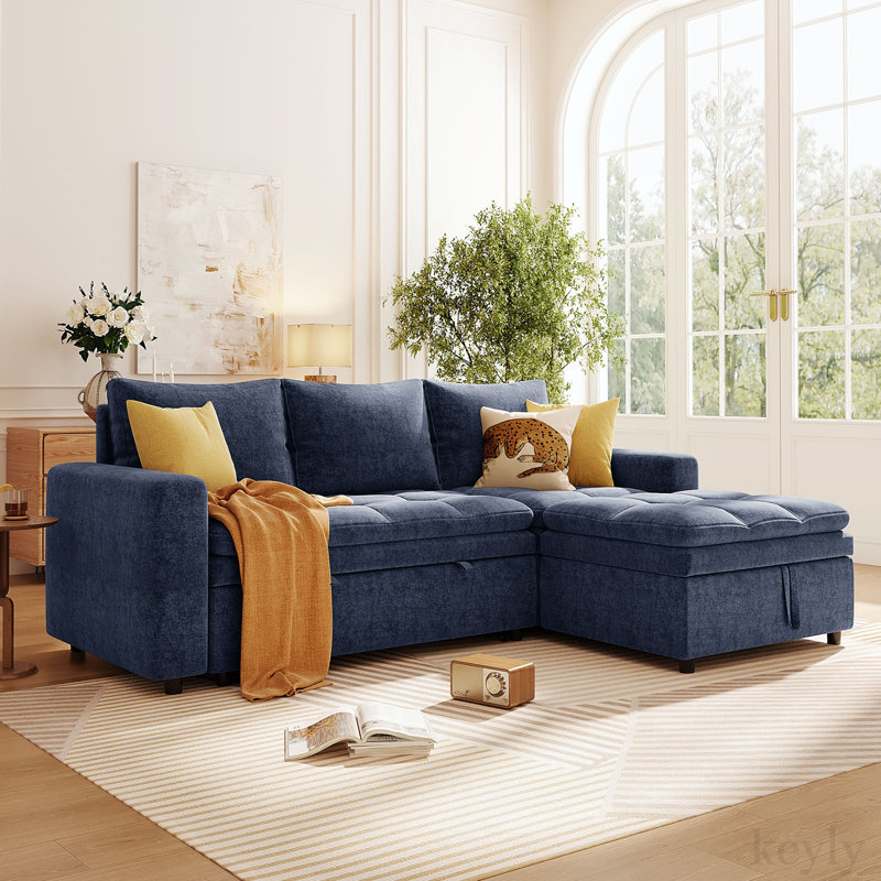 Accoudoirs carrés de 89 po, Polyester bleu
